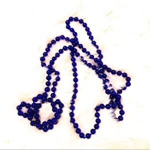 Royal Blue Beaded Long Chain Necklace